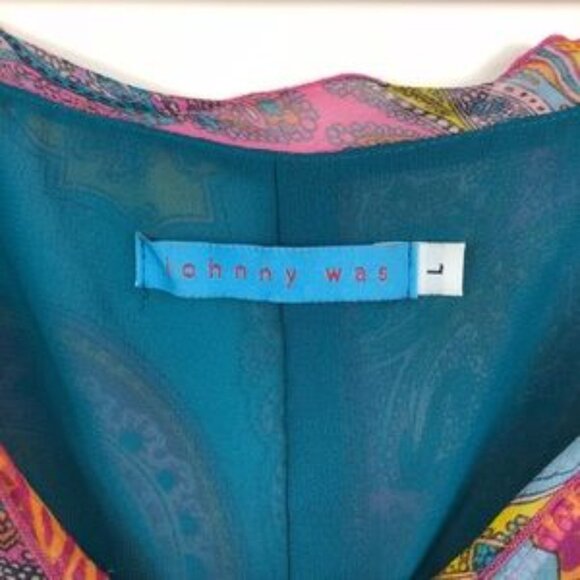 Johnny Was Boho Paisley 100% Silk Dress - Picture 4 of 7